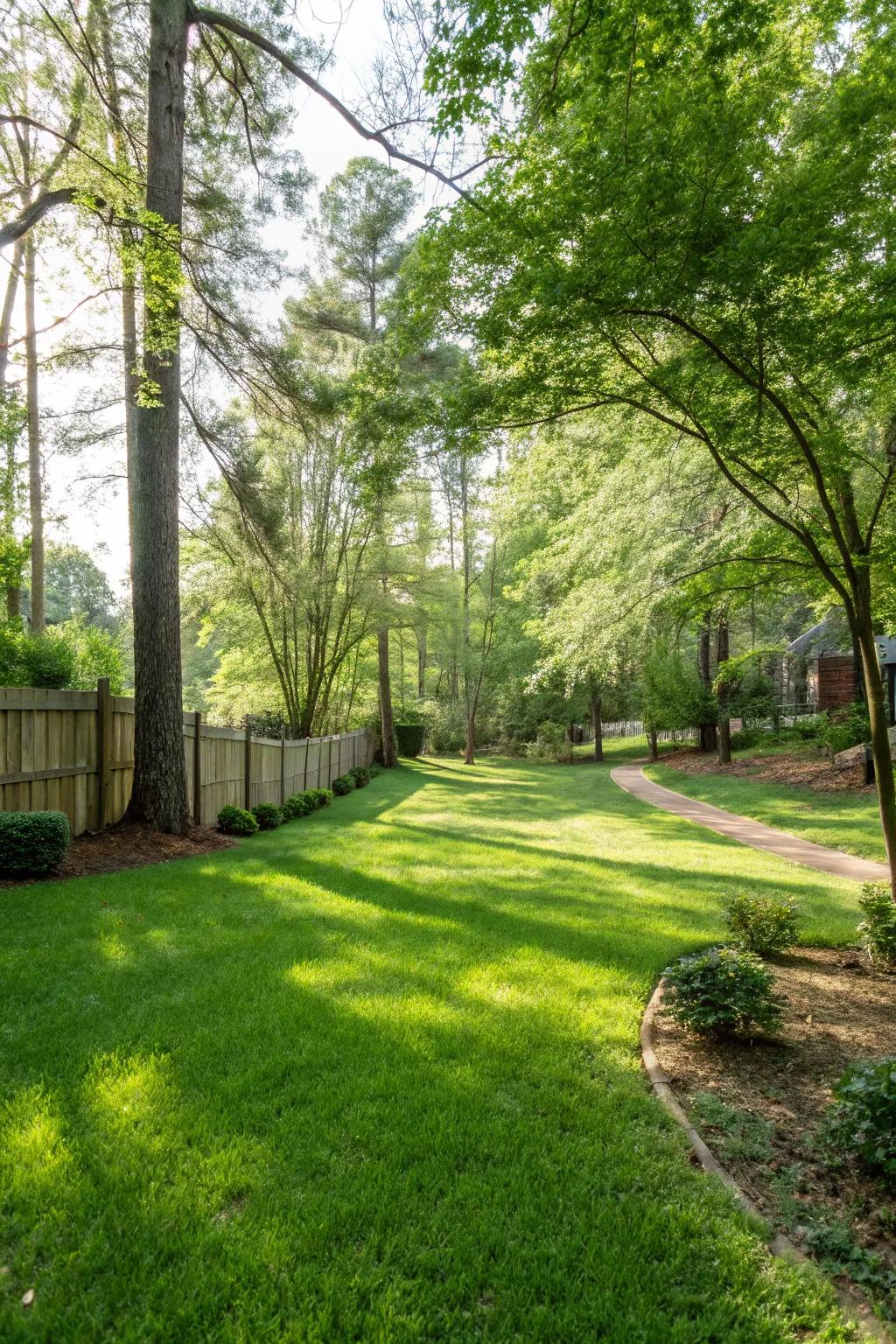 A lush lawn provides space for relaxation and play.