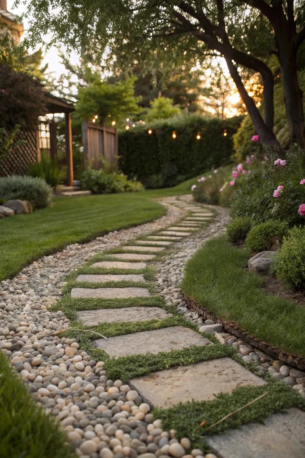 A texturally rich path with mixed materials.
