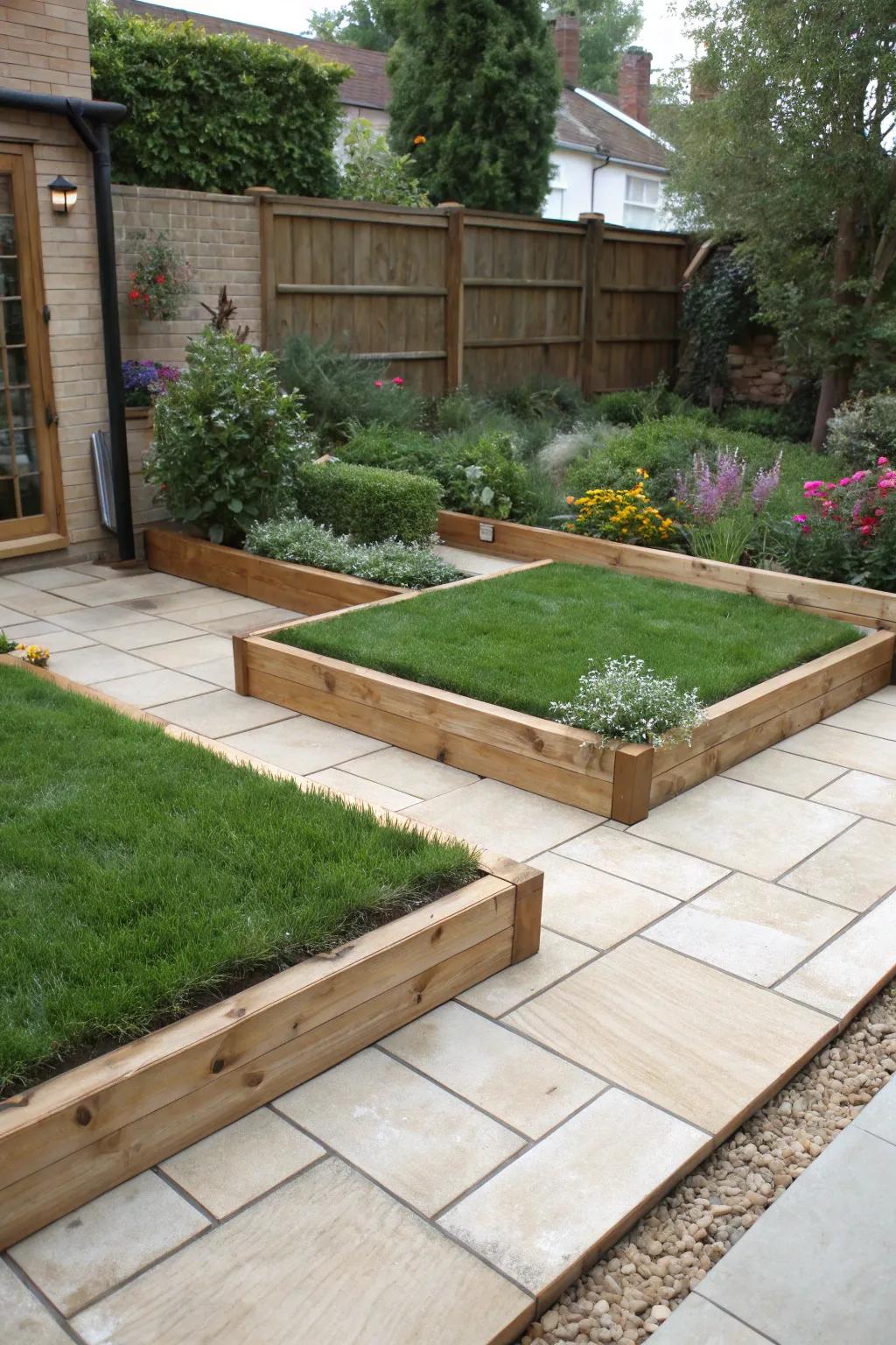 Low borders elegantly define grassy sections.