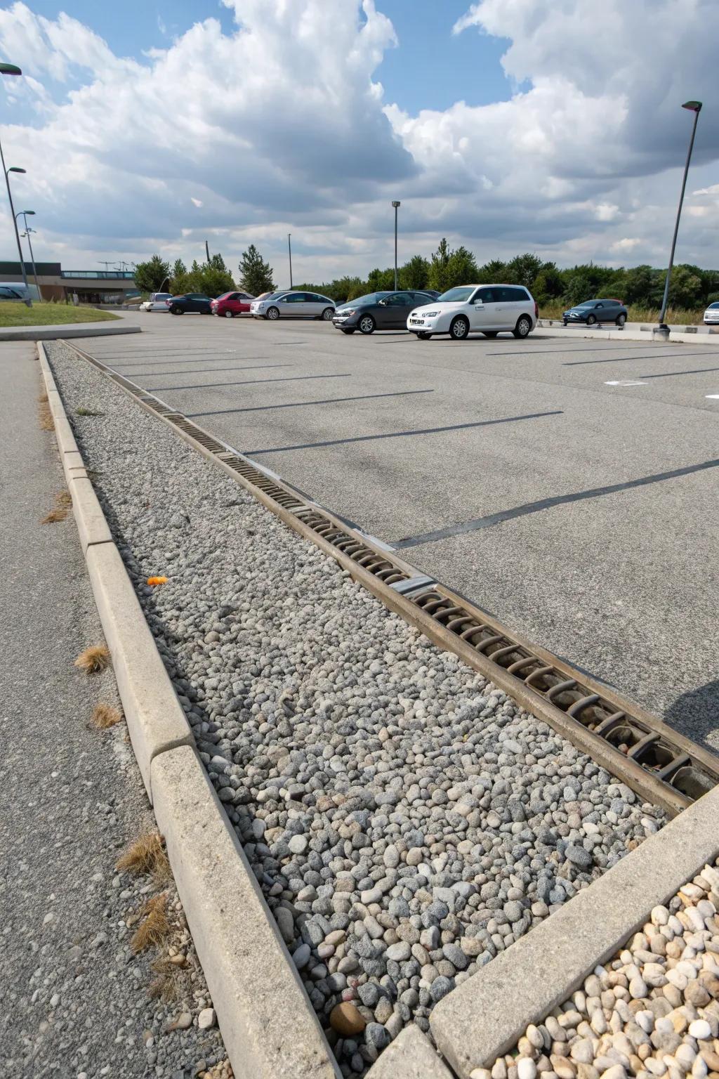 Effective drainage keeps gravel parking lots dry and functional.