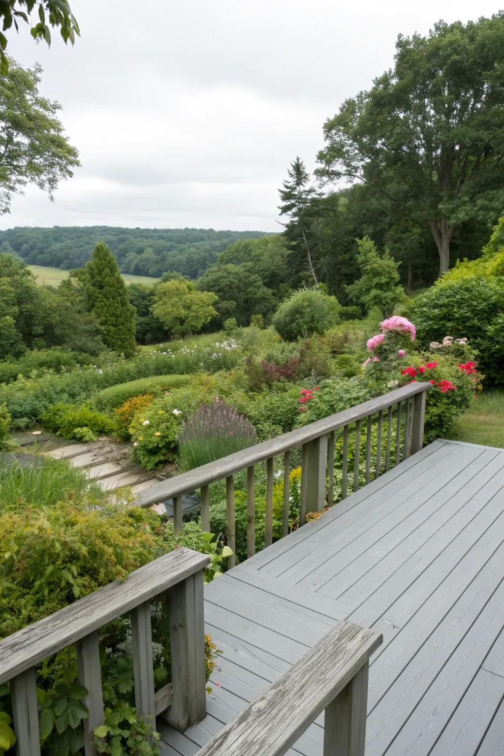 Integrate your deck with nature for a harmonious outdoor escape.