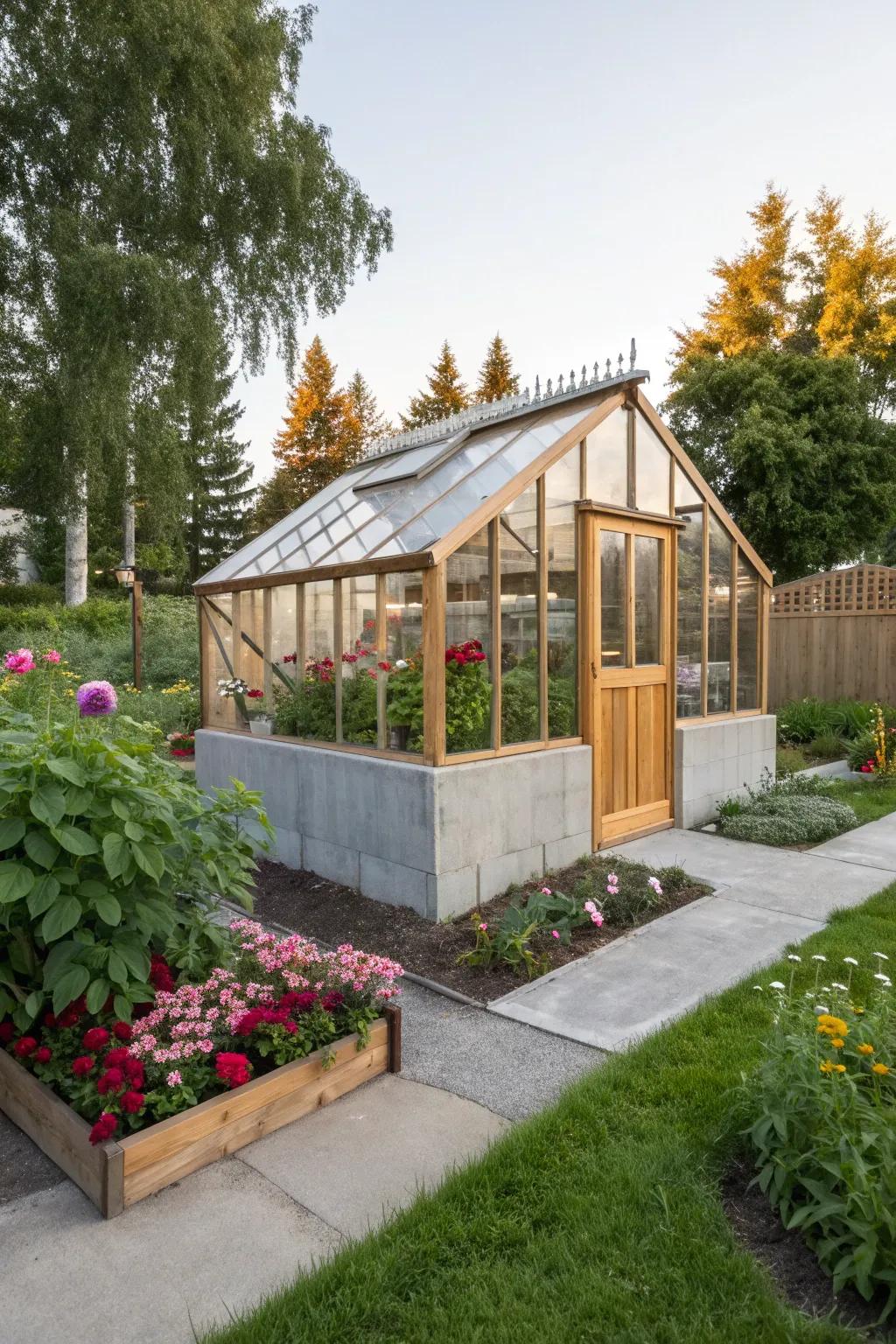 Combine materials for a unique and stable greenhouse base.
