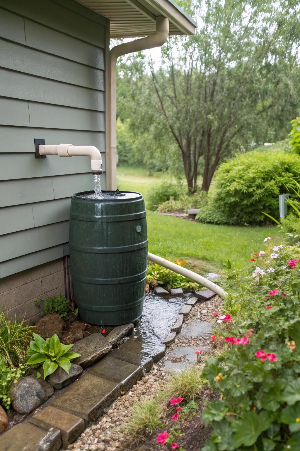 Rainwater barrels: Eco-friendly water conservation for your garden.