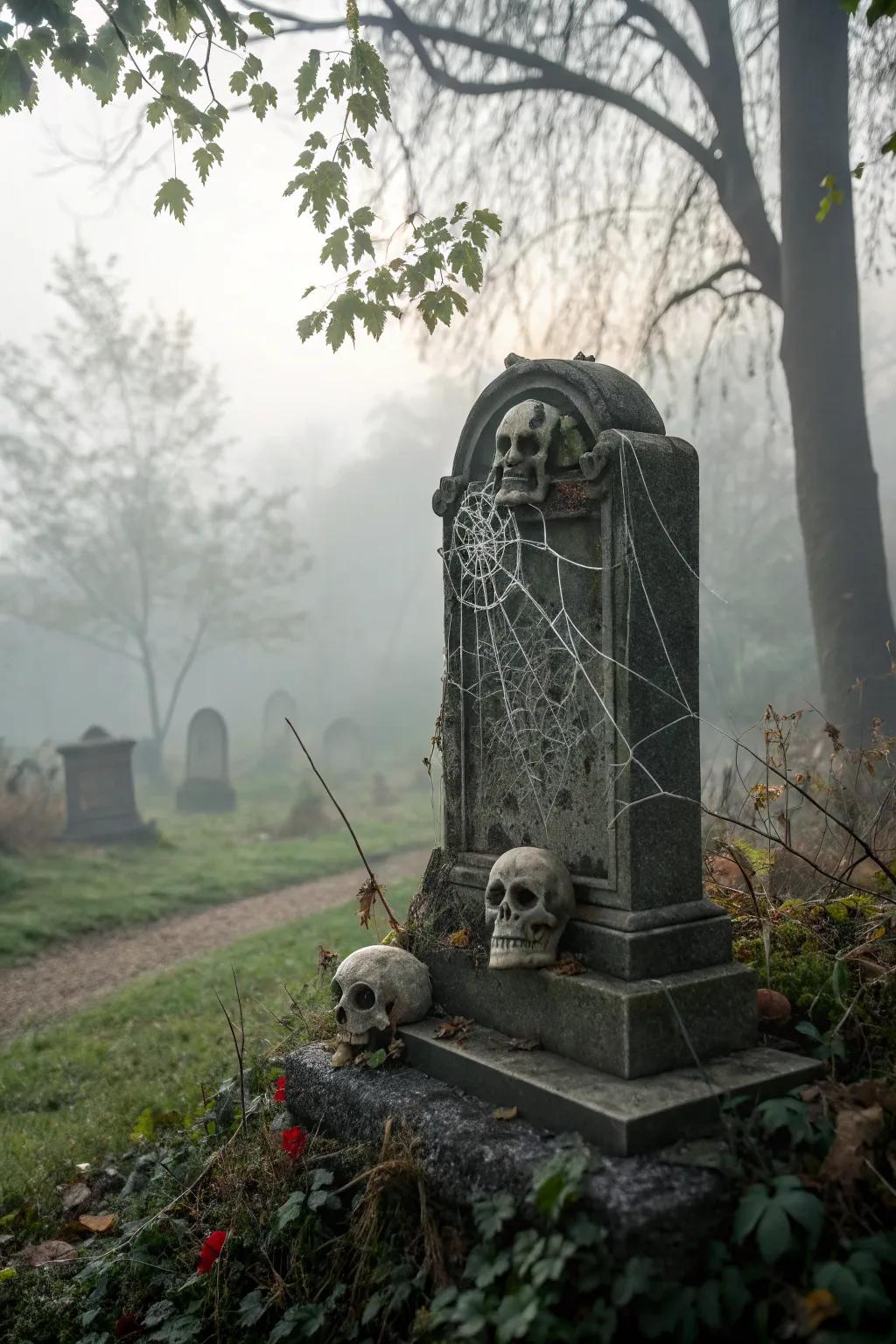 Add spooky elements to your gravestones for extra creepiness.