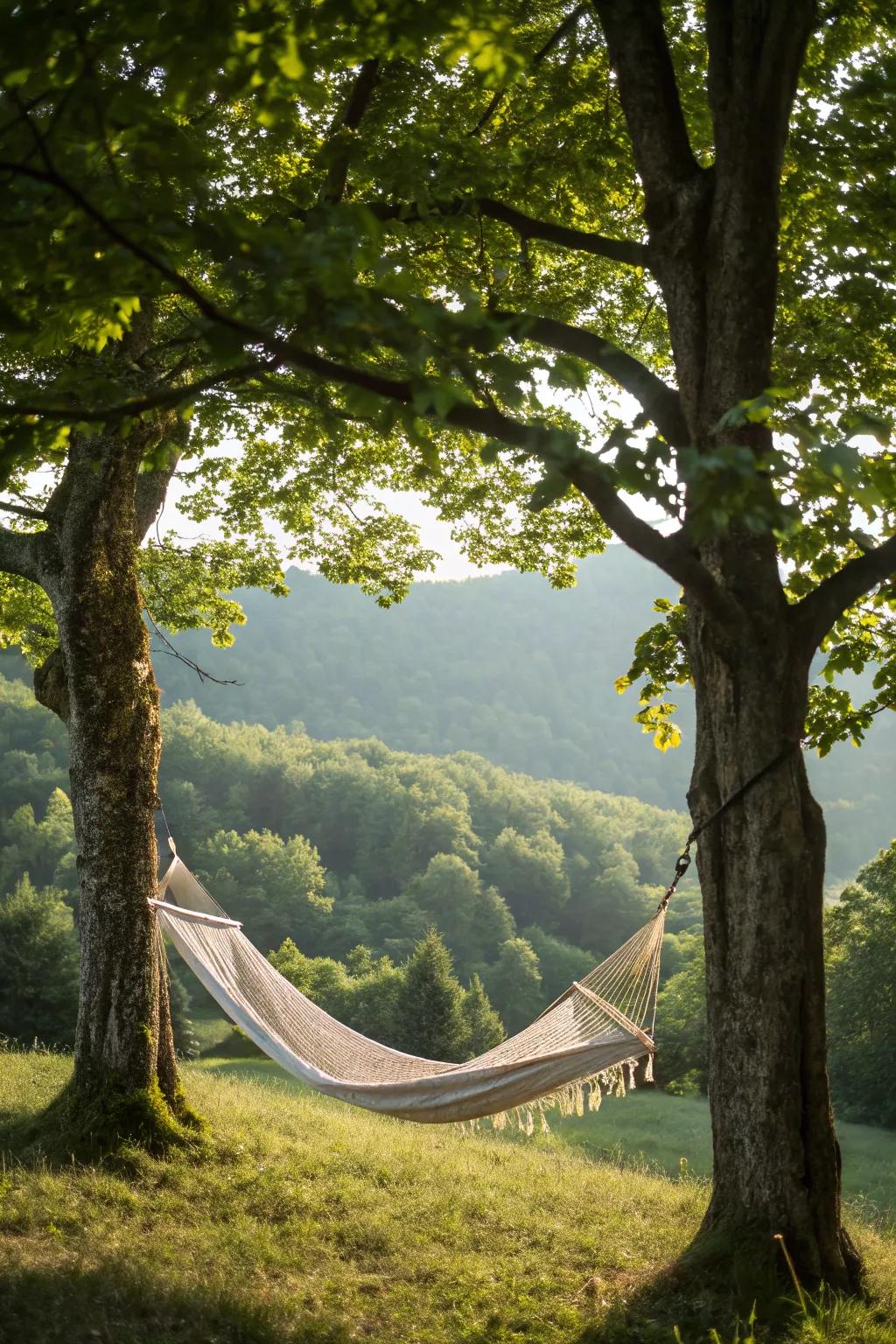 Trees offer a peaceful and shaded retreat for your hammock.