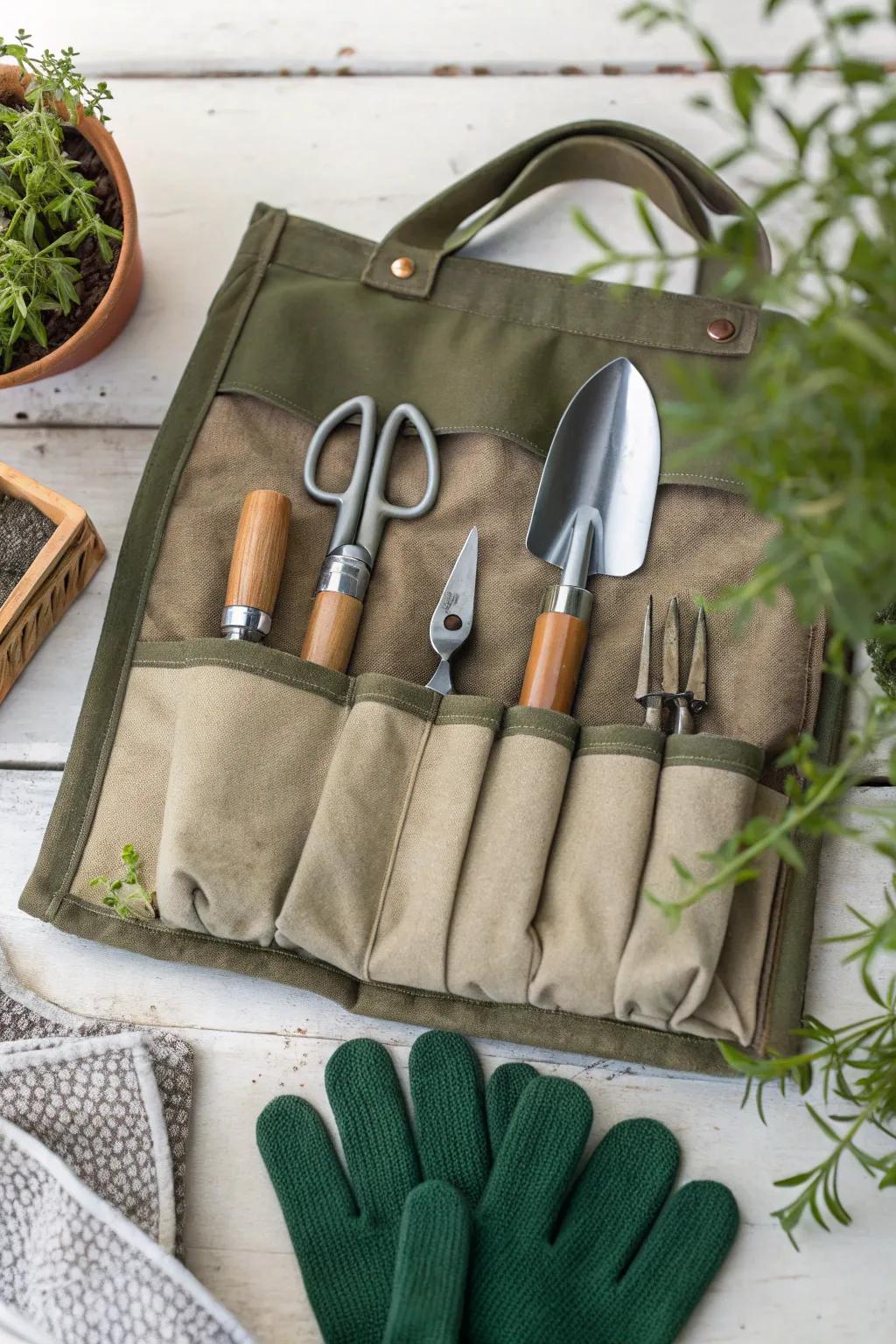 Essential garden tool set for herb enthusiasts.