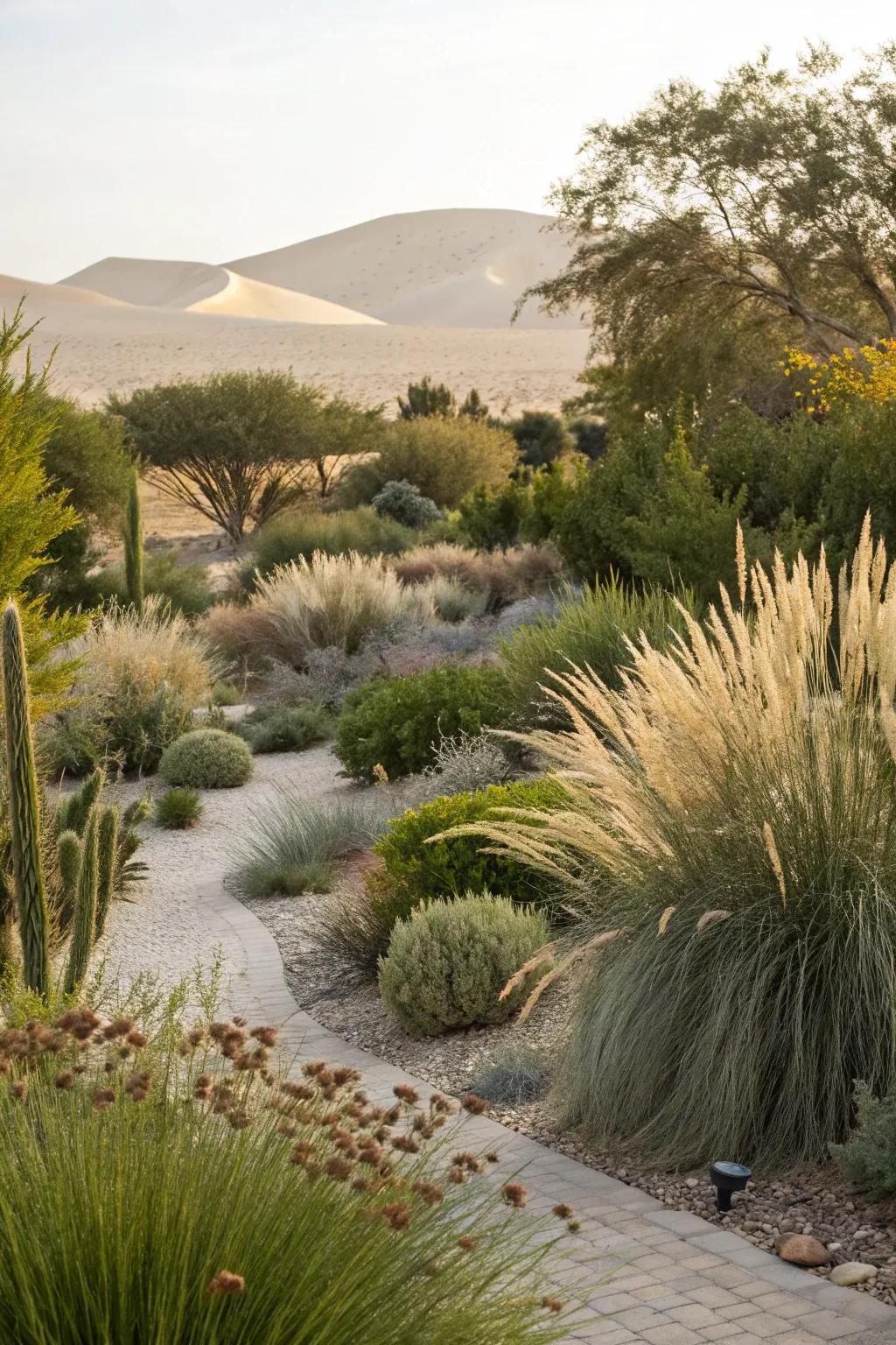 Native vegetation thriving beautifully in a desert garden.