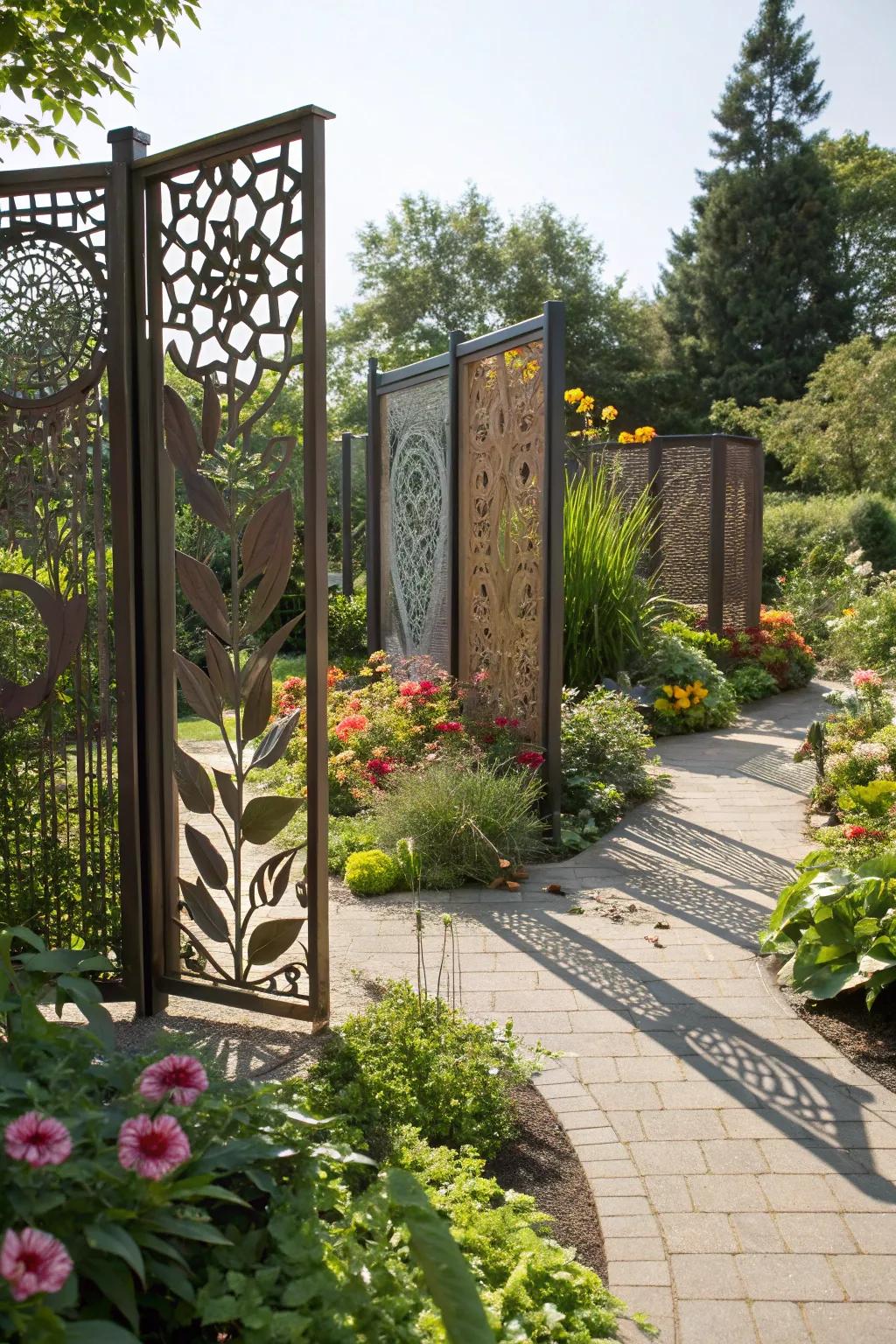 Decorative metal screens combine art with functionality.