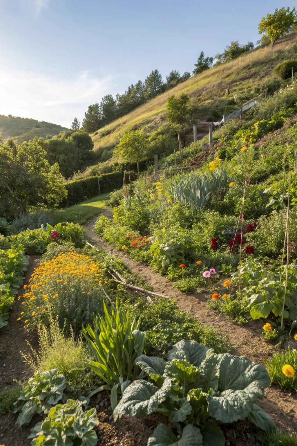 Blending native plants with your vegetable garden creates harmony.