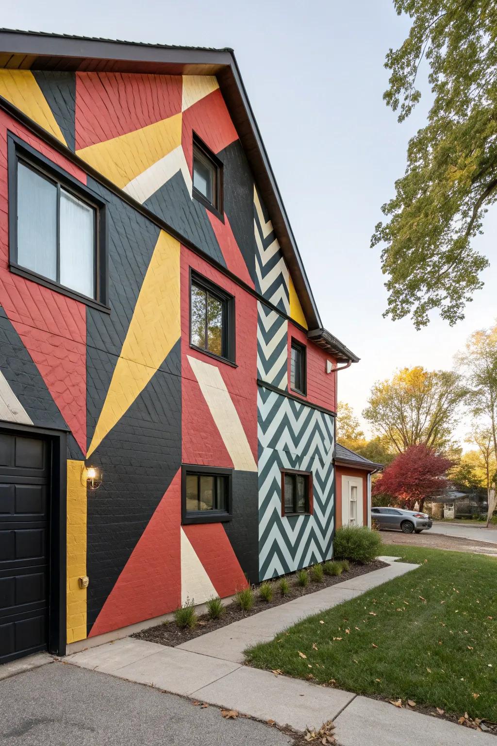 Geometric cladding patterns add a striking architectural element.