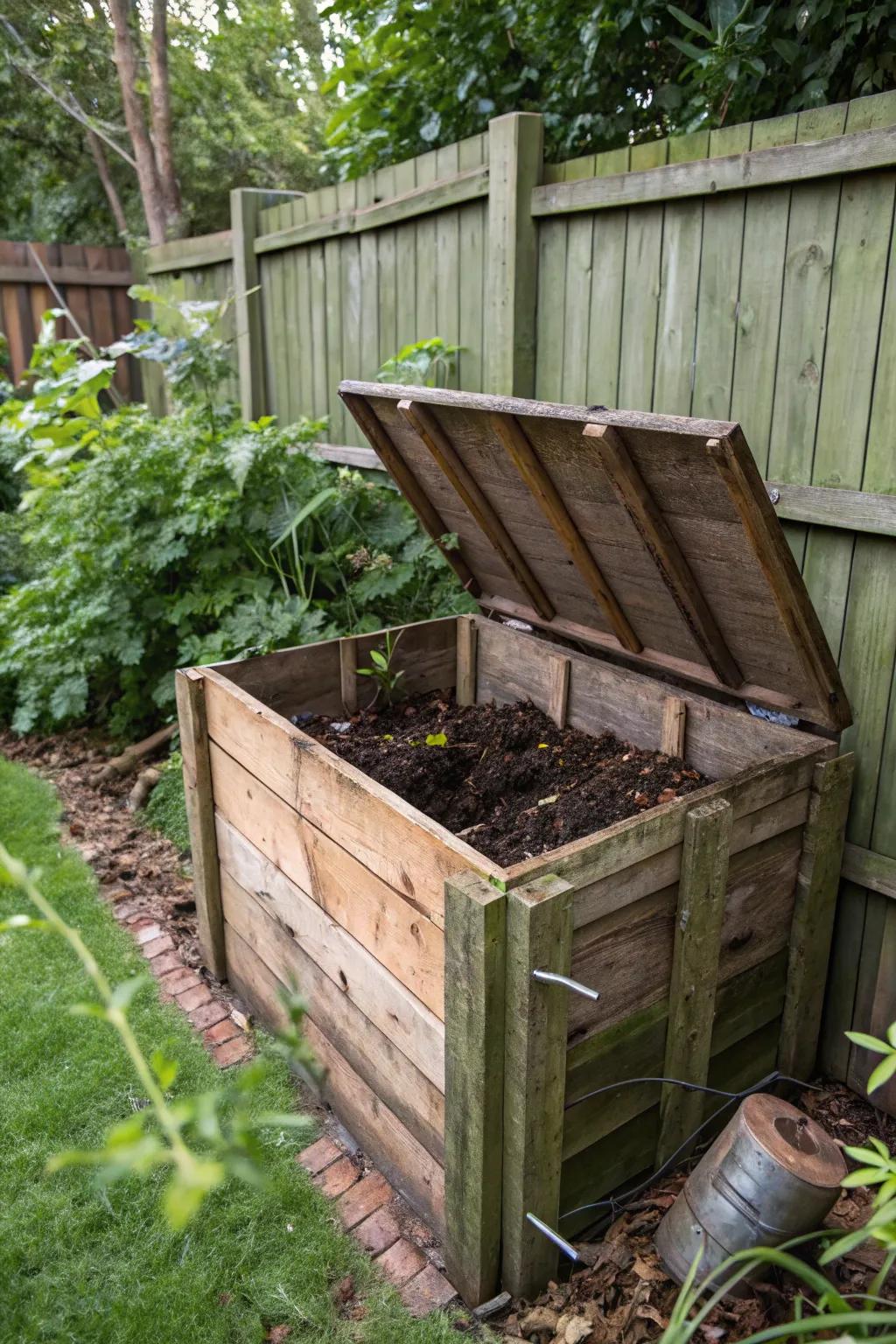 Nature's recycling: A thriving compost bin in action.