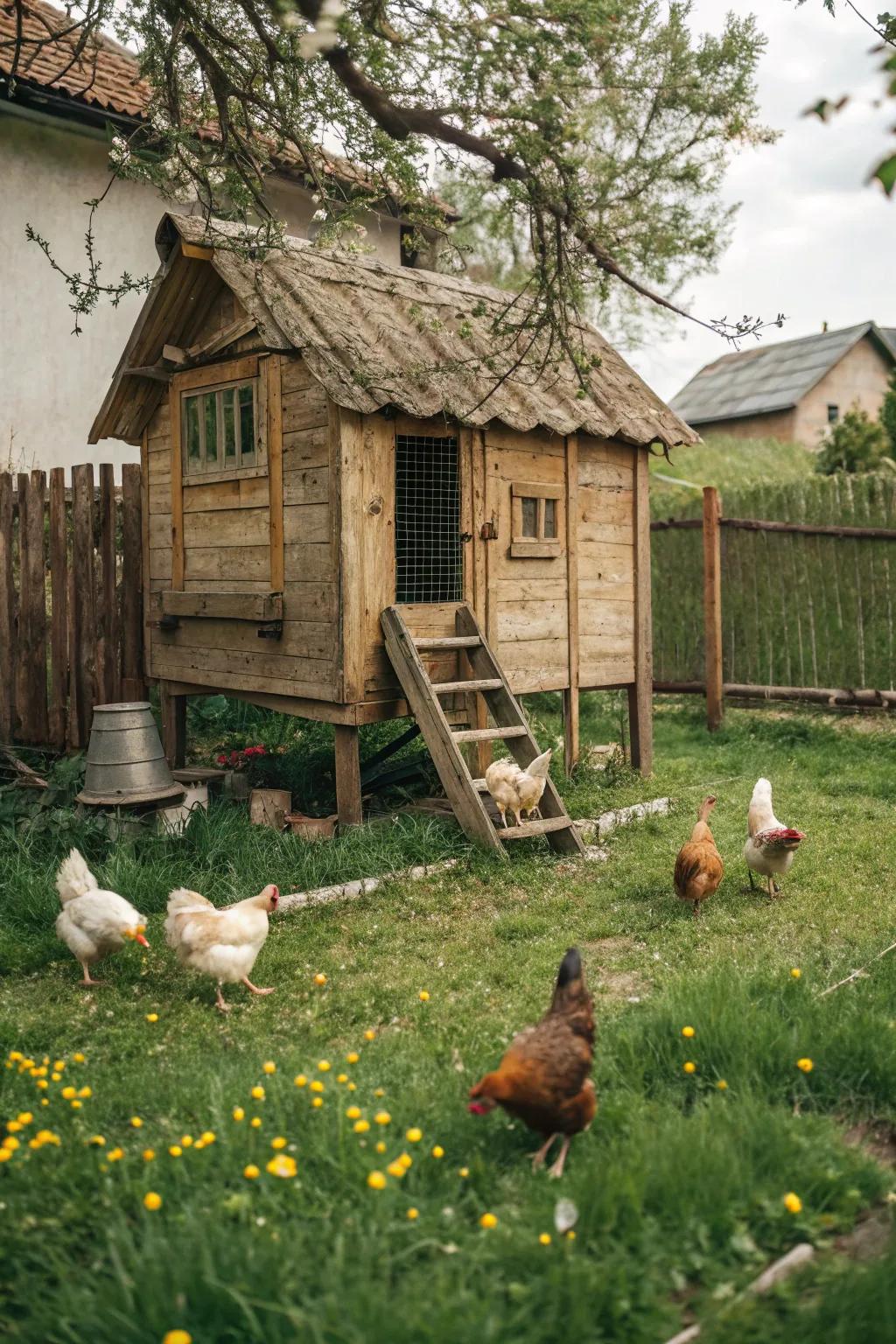 Happy backyard chickens providing fresh eggs.