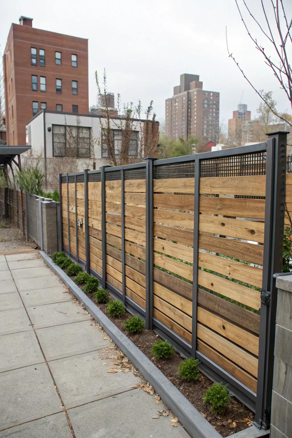 An industrial-chic fence that stands out with its bold design.