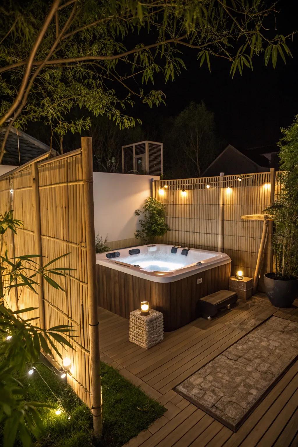A privacy screen offers seclusion and tranquility.