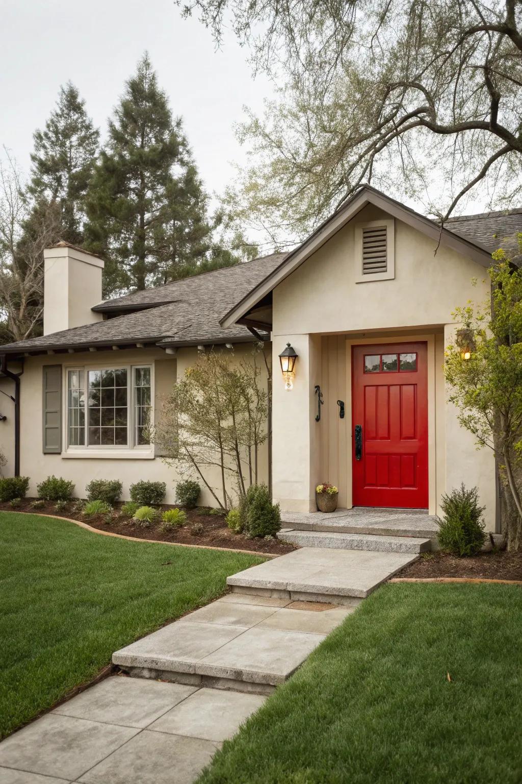 A bold front door color adds personality and flair to your home.
