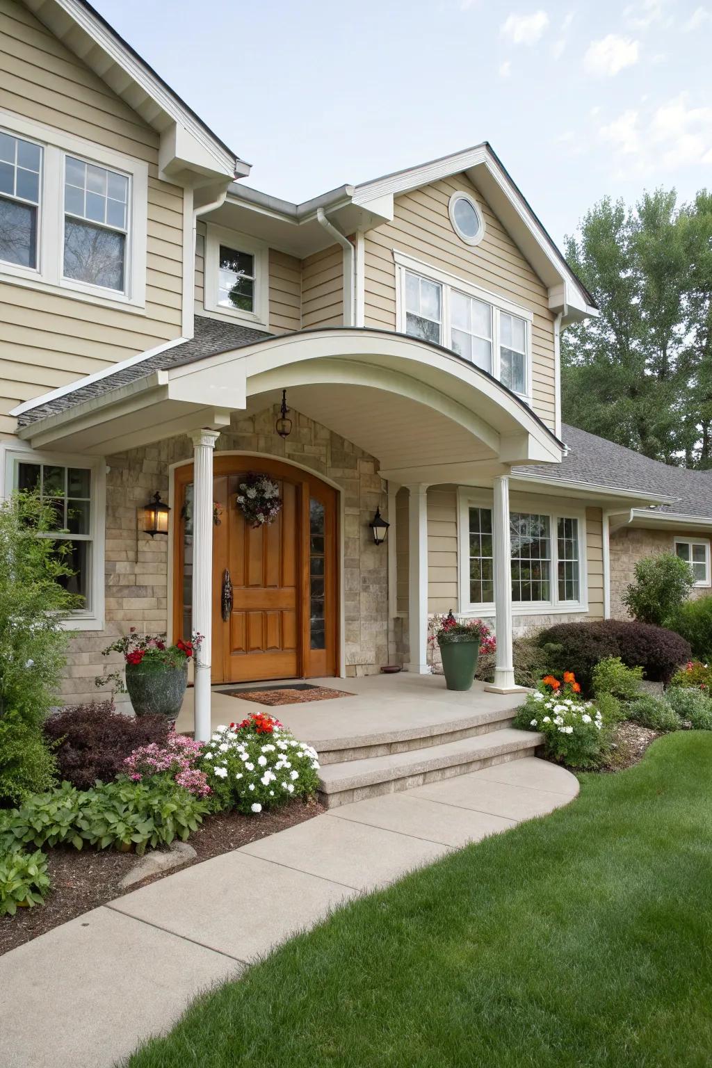An entryway overhang that makes your door the focal point.