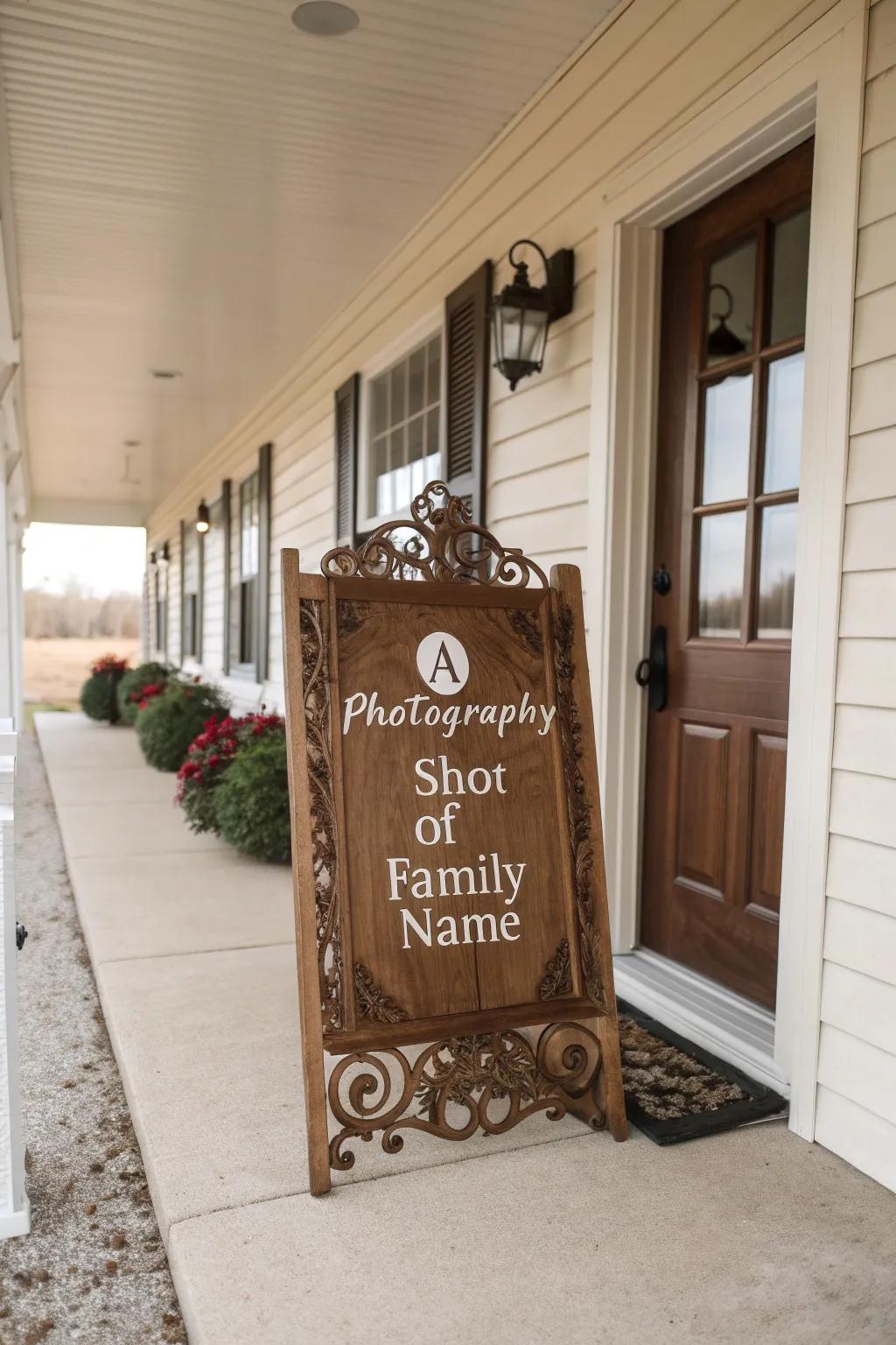 Personalized family signs offer a warm welcome.