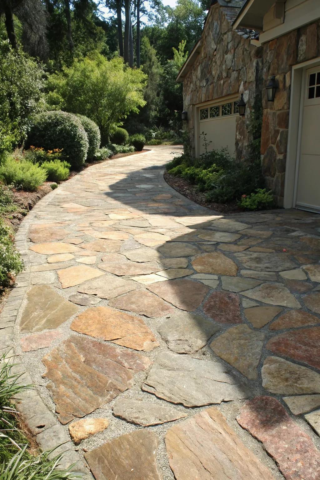A luxurious natural stone driveway with timeless appeal.