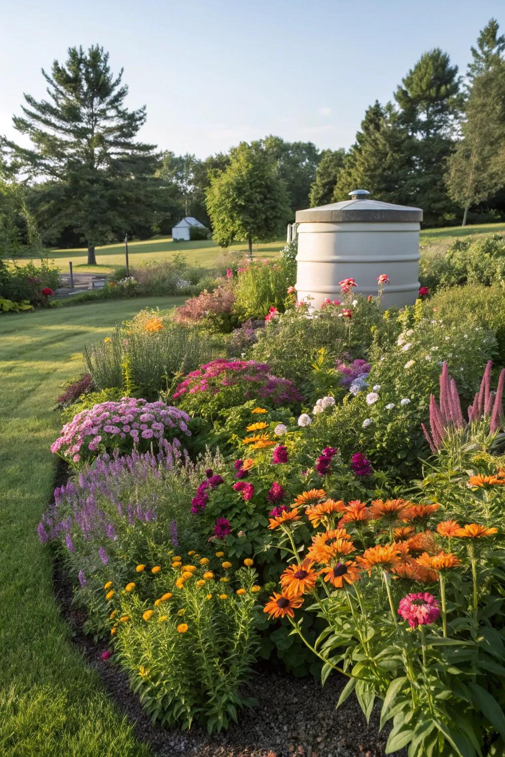 Blend septic tank risers into garden beds for a harmonious landscape.