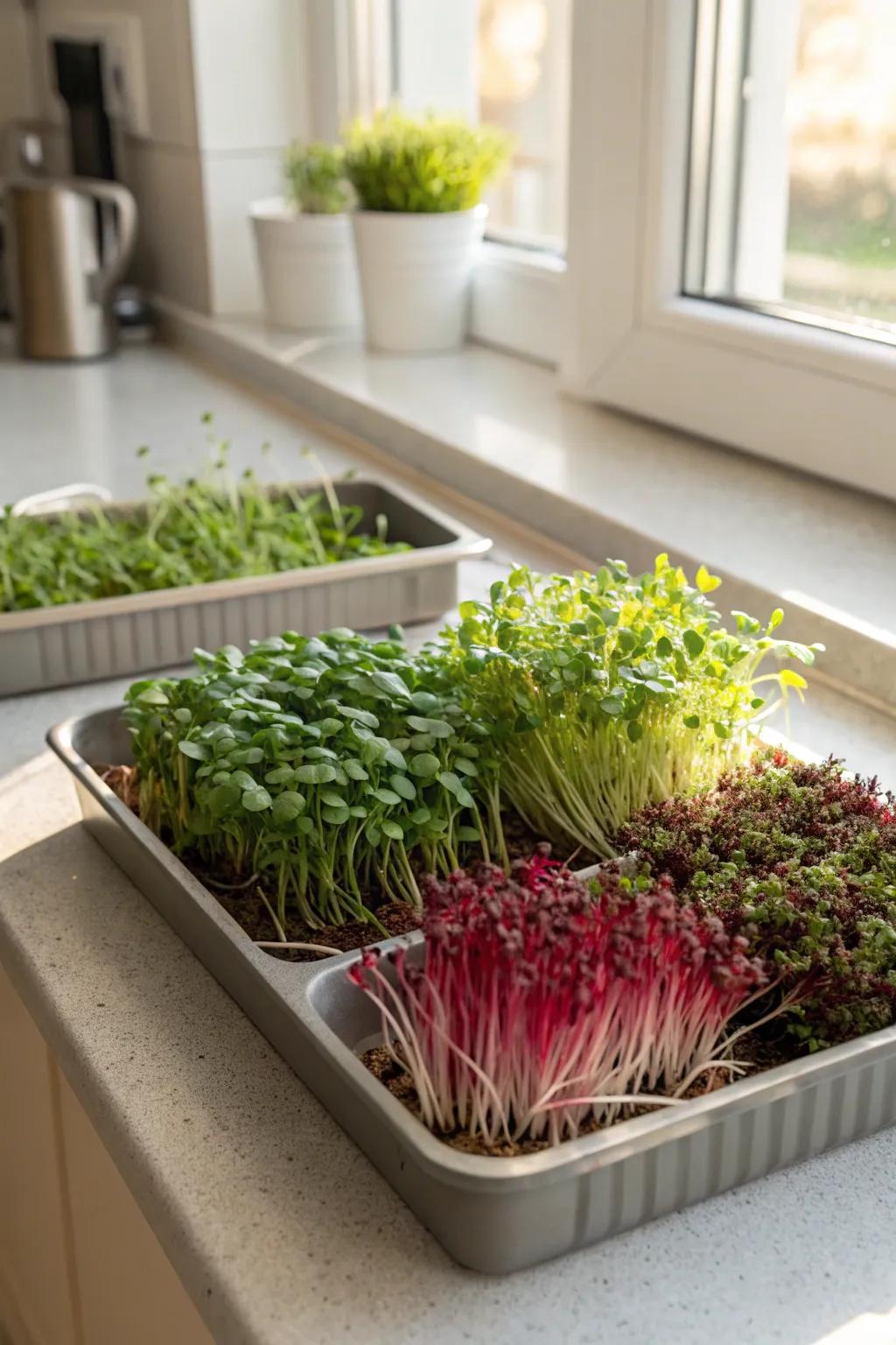 Nutrient-packed microgreens ready for harvest.