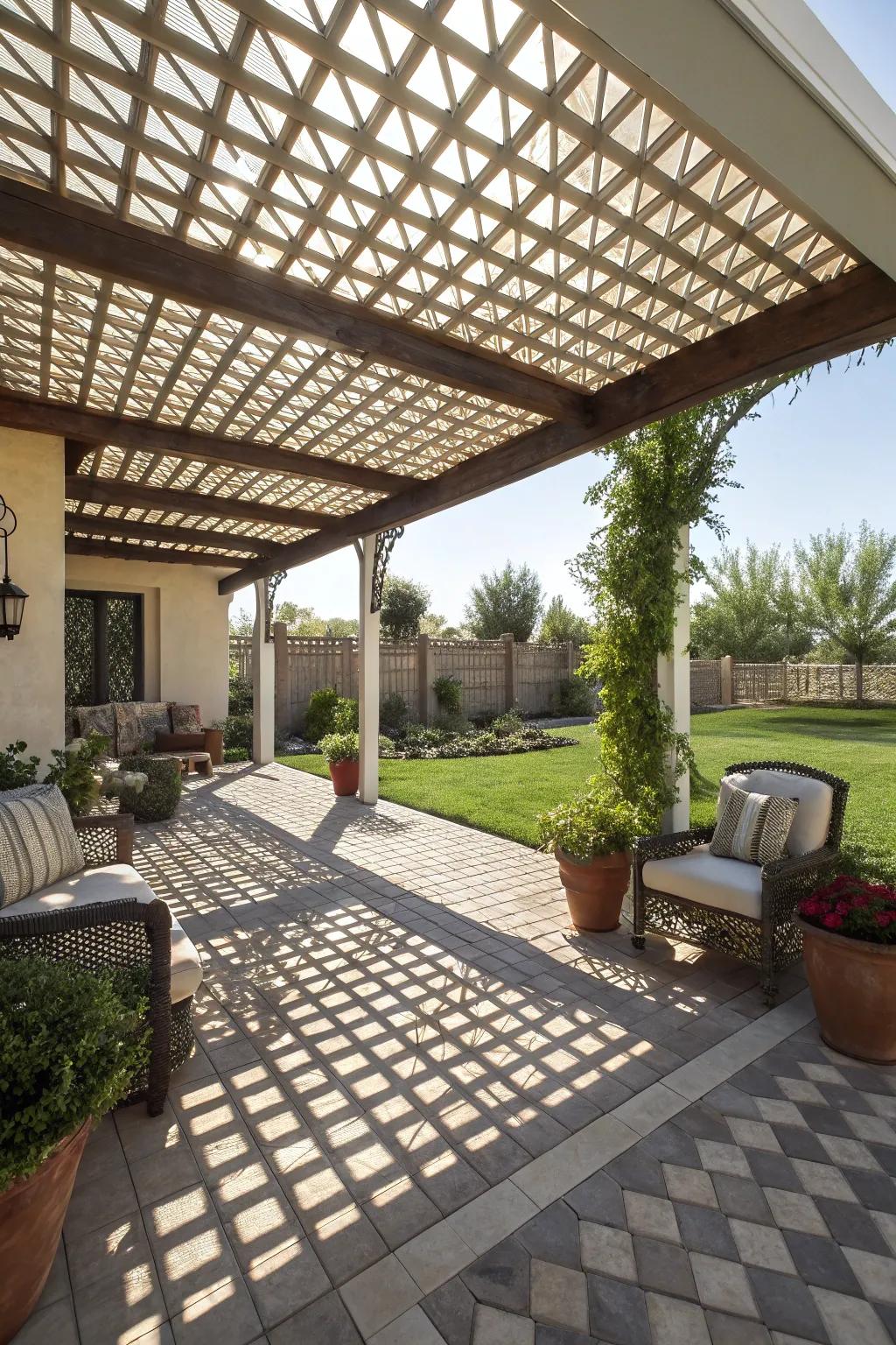 Enjoy a balance of sun and shade with a lattice roof.