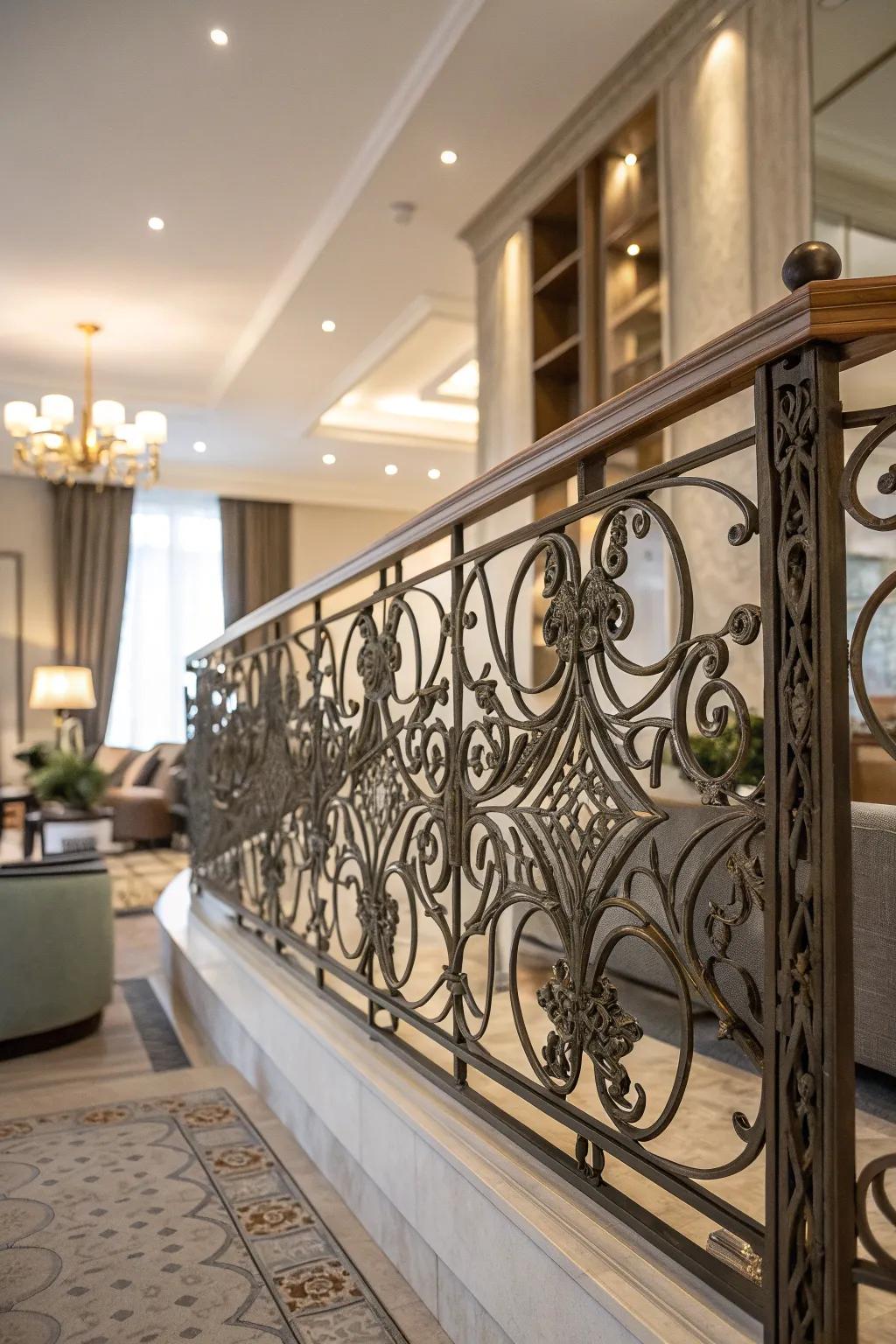Artistic patterns in railings add a decorative element that stands out beautifully.