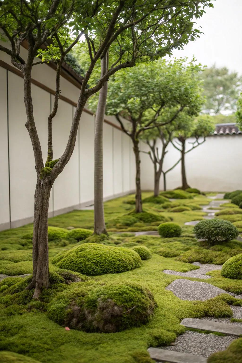 Minimalist planting highlights simplicity and tranquility.