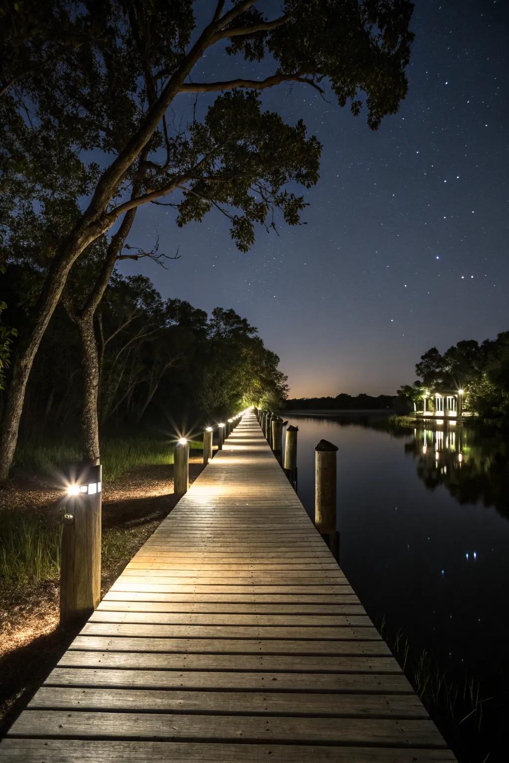 Motion-activated lights ensure safety while conserving energy.