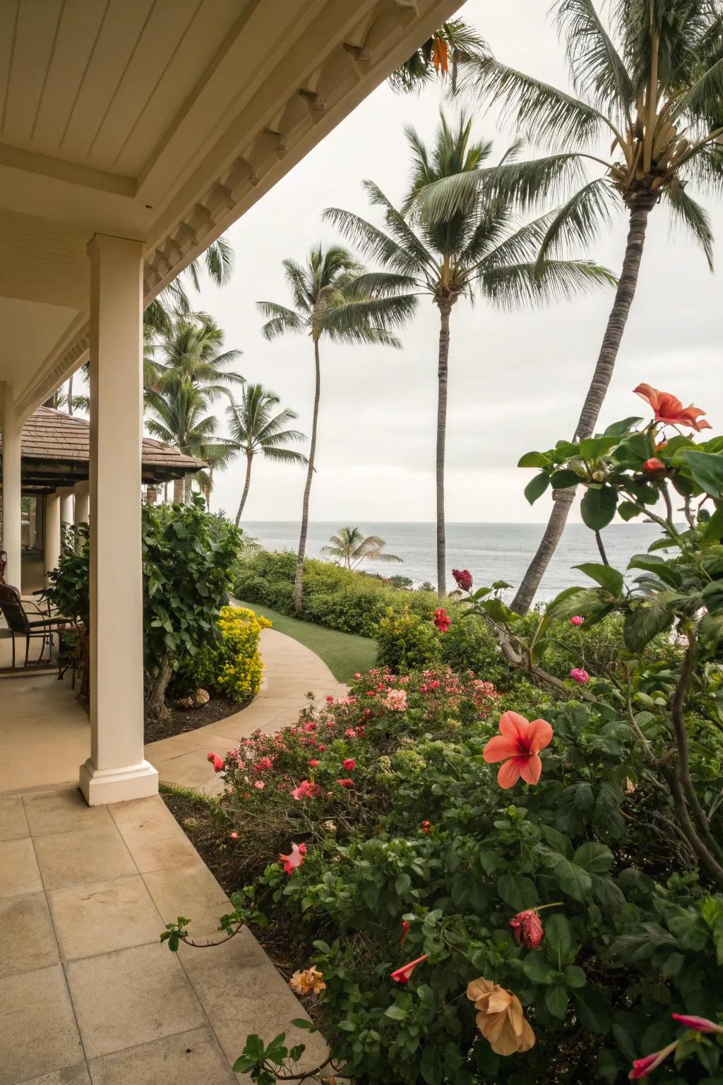 Tropical plants add a lush touch to your lanai.