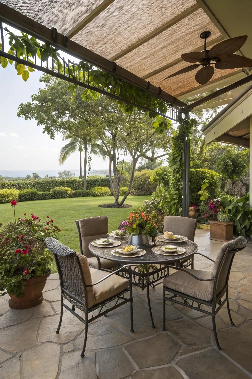 Enjoy meals outdoors with a dedicated dining area on your lanai.