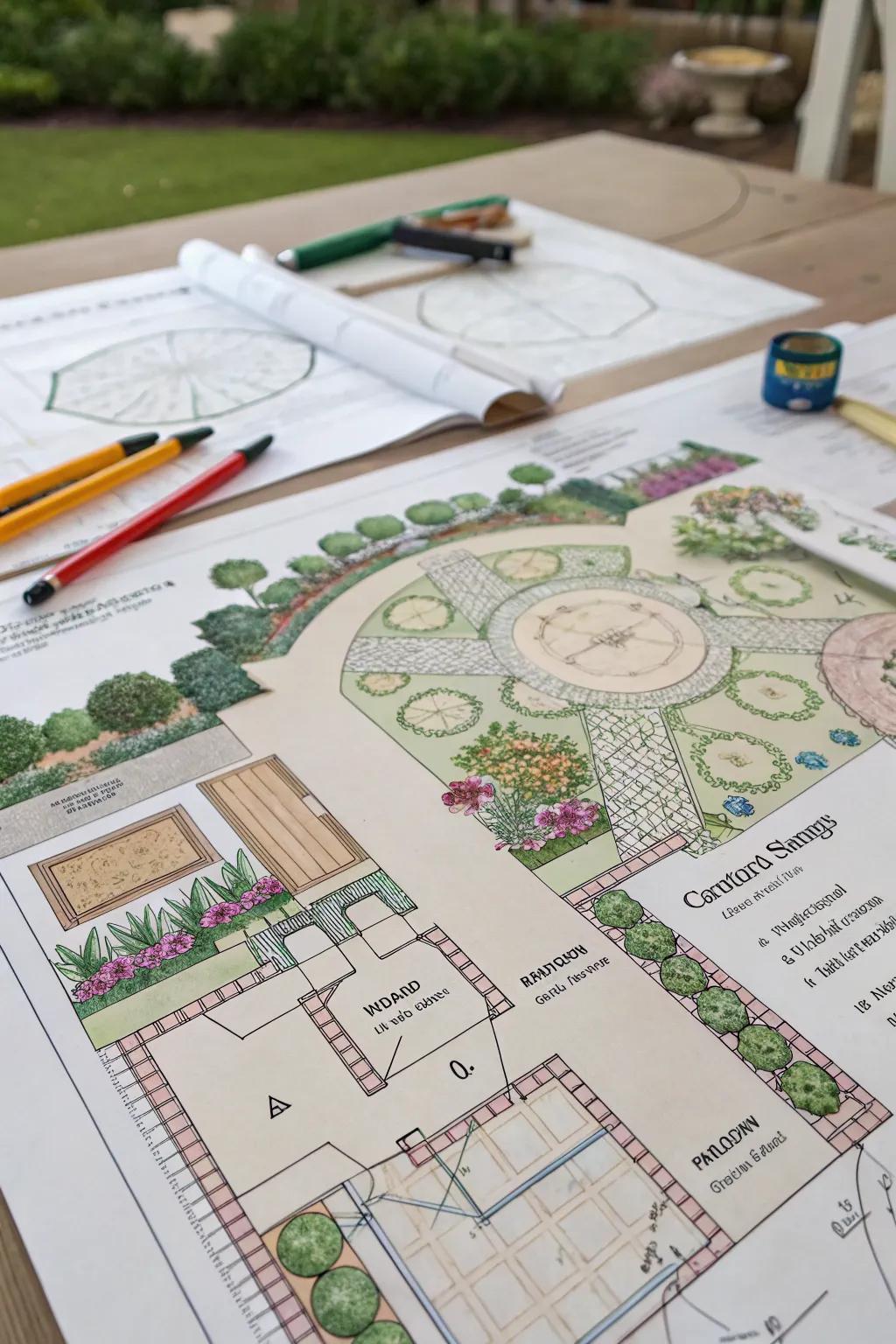 A blueprint that lays out the vision for a dream garden.