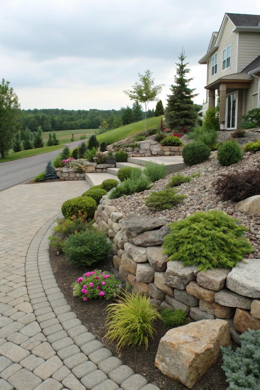 Add depth with multilevel landscaping.