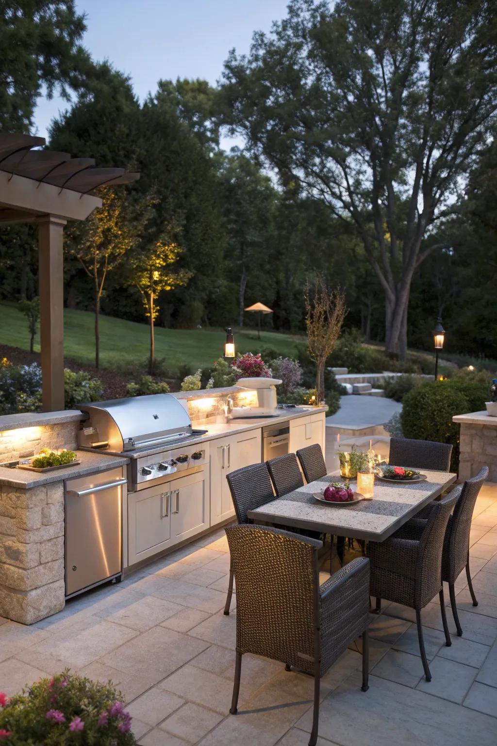 An outdoor kitchen perfect for al fresco dining and entertaining.