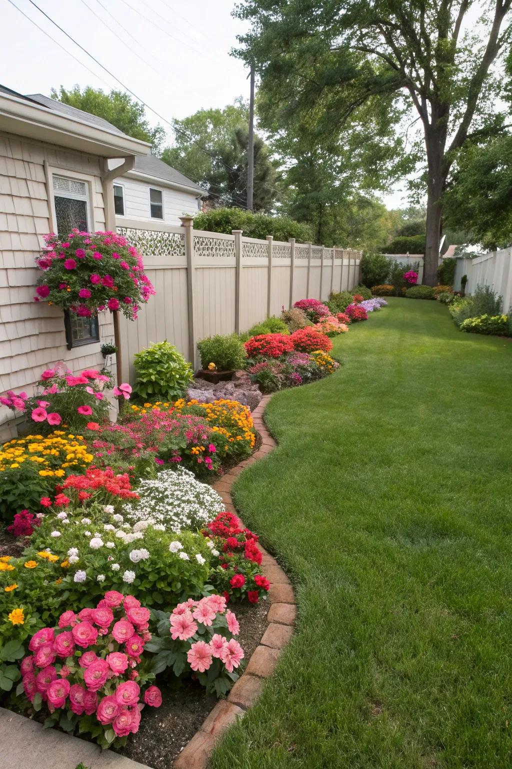 Brighten your lawn with colorful flower beds.