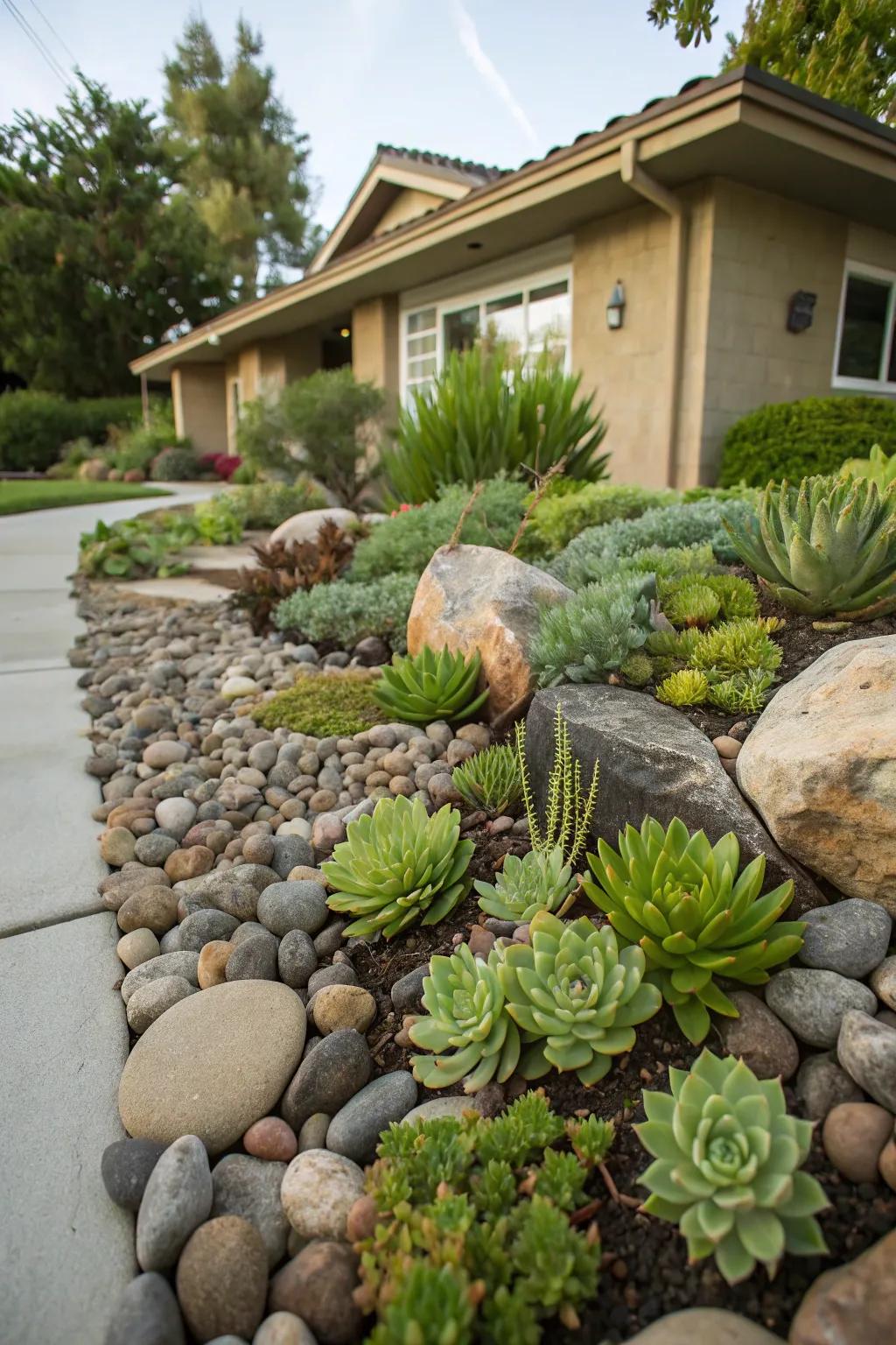 A creative rock garden adding texture and charm.