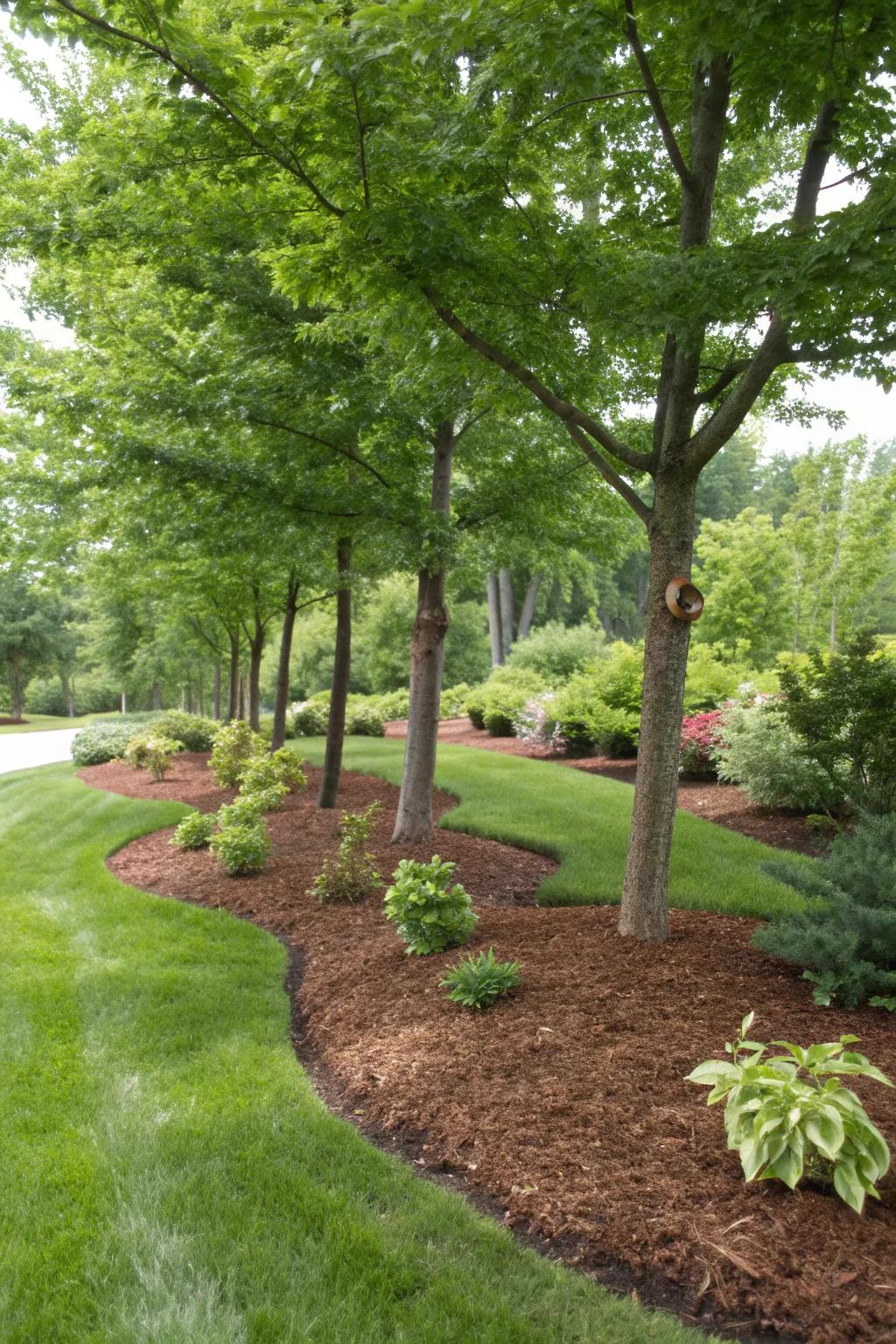 Mulch adds a polished touch and improves plant health.