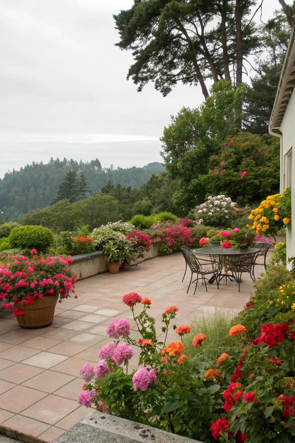 Lush greenery transforms a patio into a calming sanctuary.