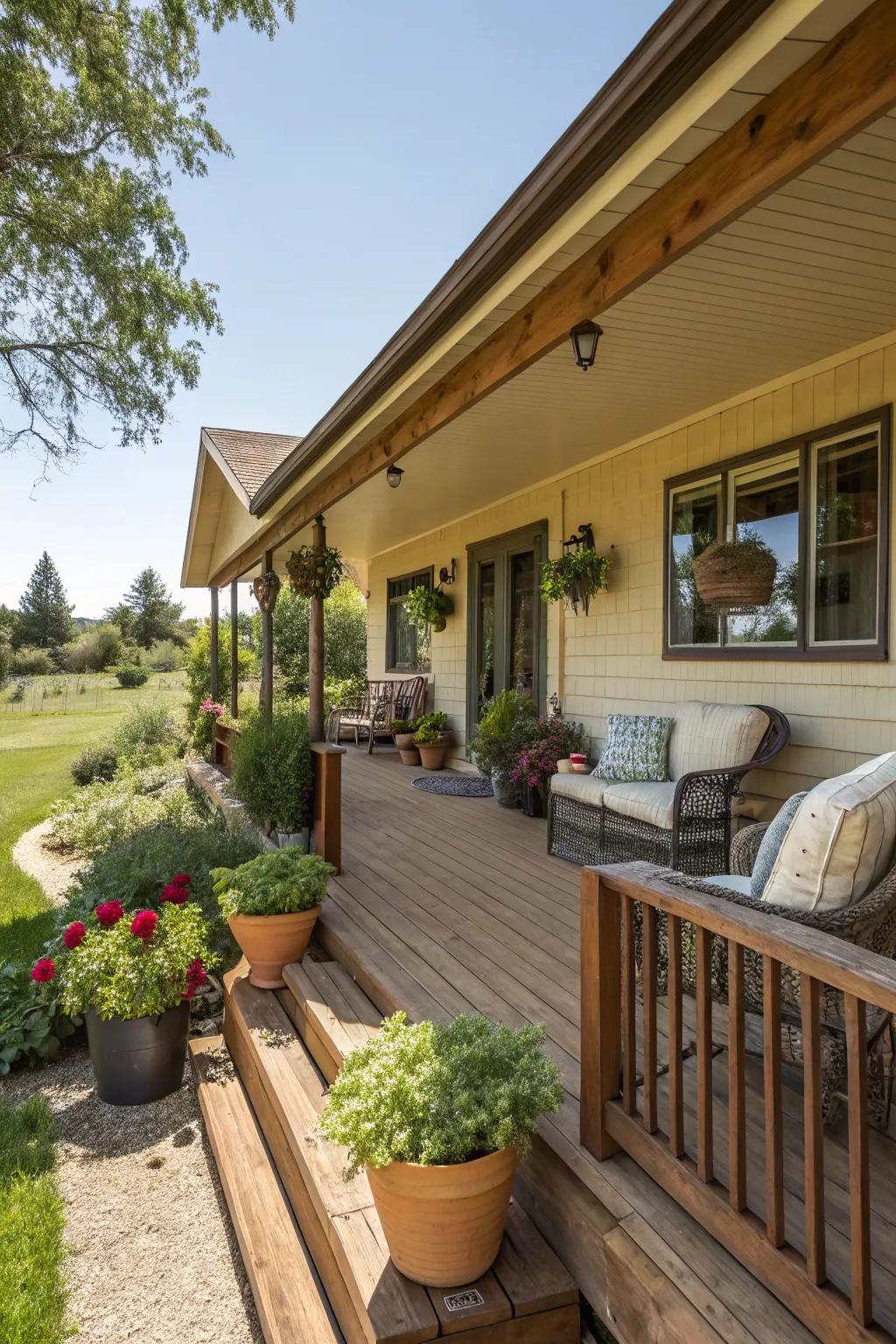 Front porches surrounded by greenery enhance curb appeal