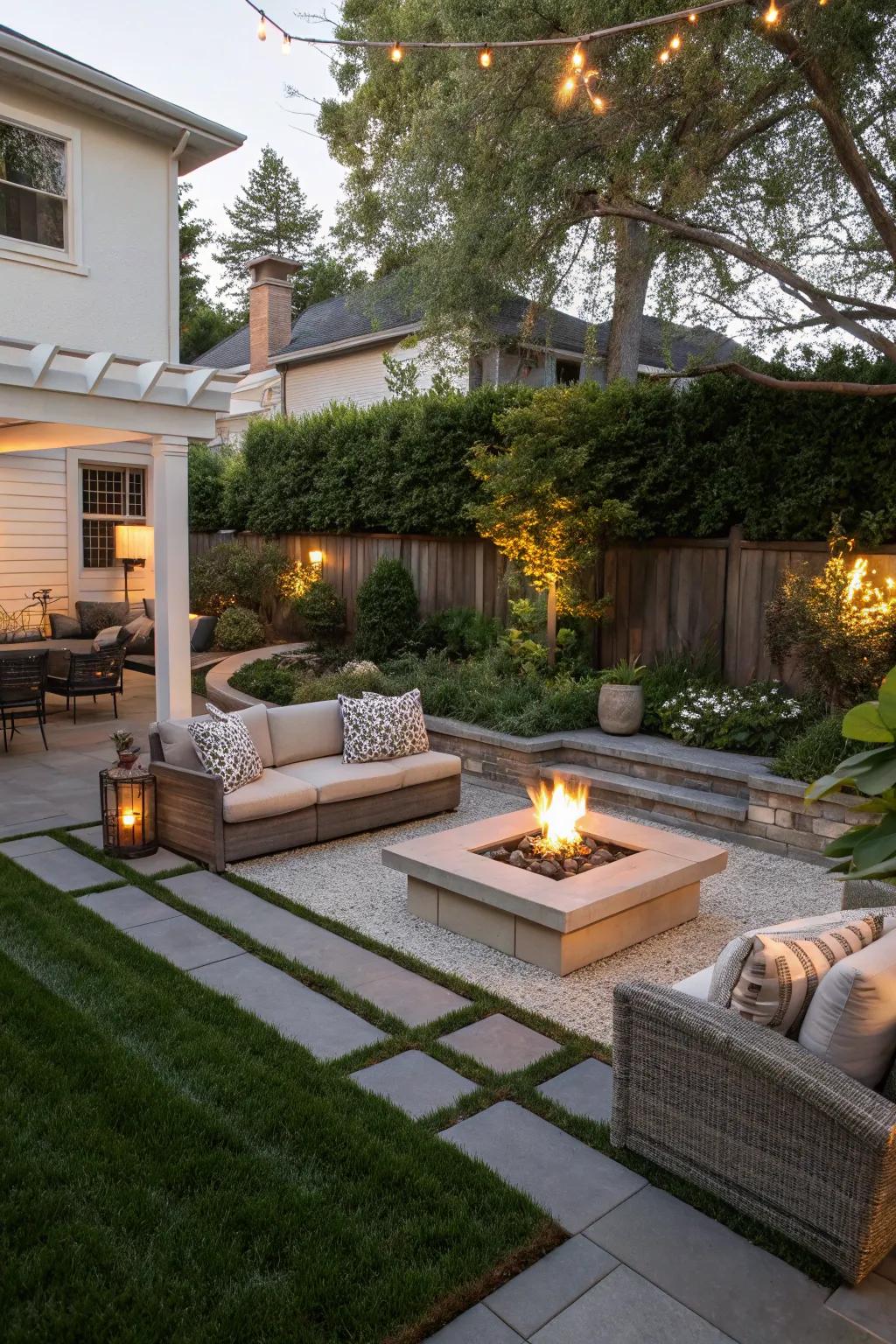 Fire pits create a warm and inviting outdoor living area.