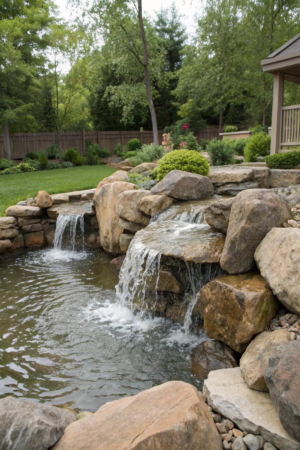 Bring tranquility to your garden with a boulder waterfall.