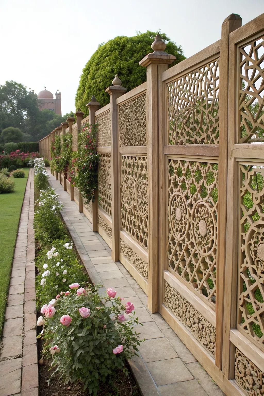 Intricate lattice designs add a touch of artistry to your garden.