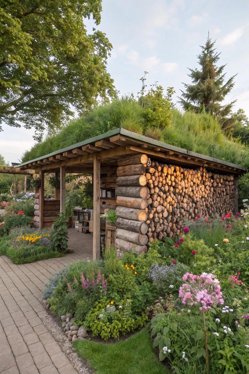Enhance your log store with a sustainable green roof.