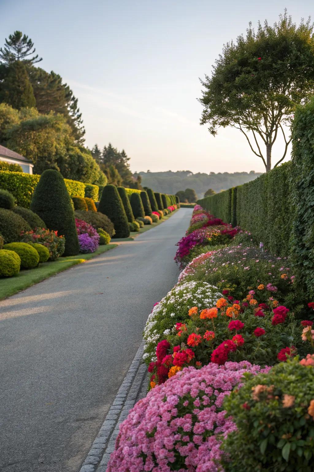 Vibrant landscaped borders that bring life to your driveway