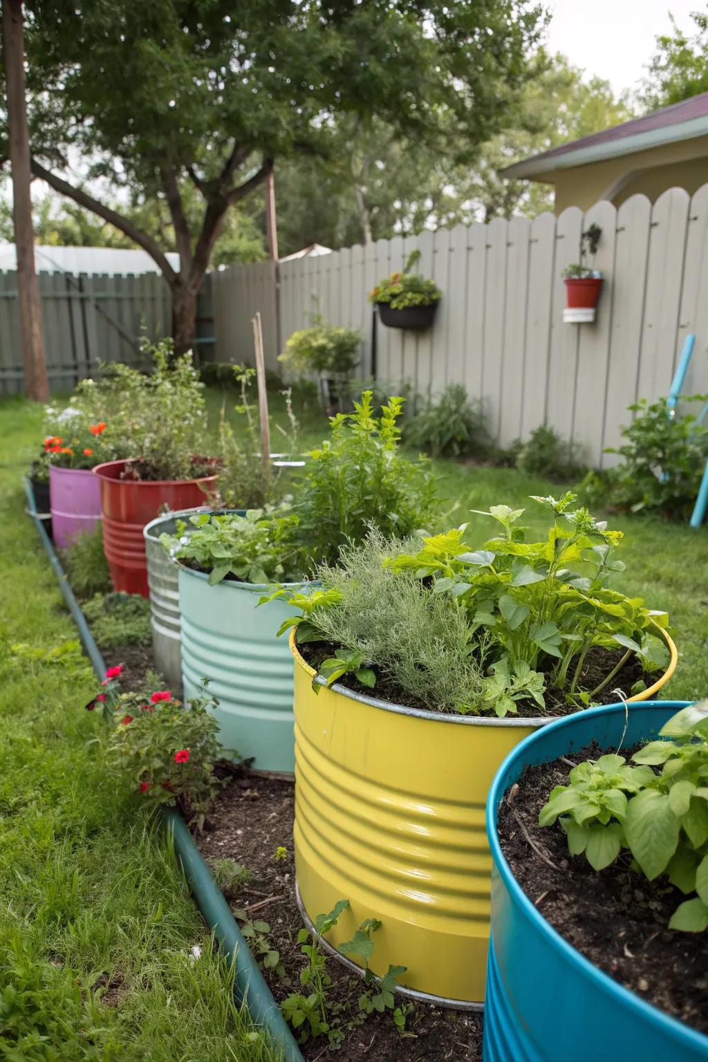 Turn old containers into charming planters.