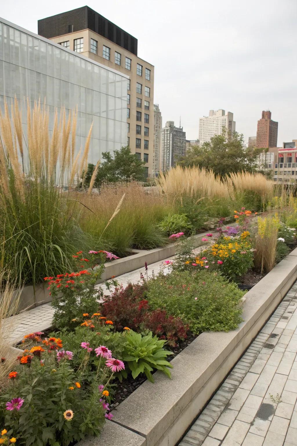 Layering plant heights adds depth and visual interest to your hellstrip.