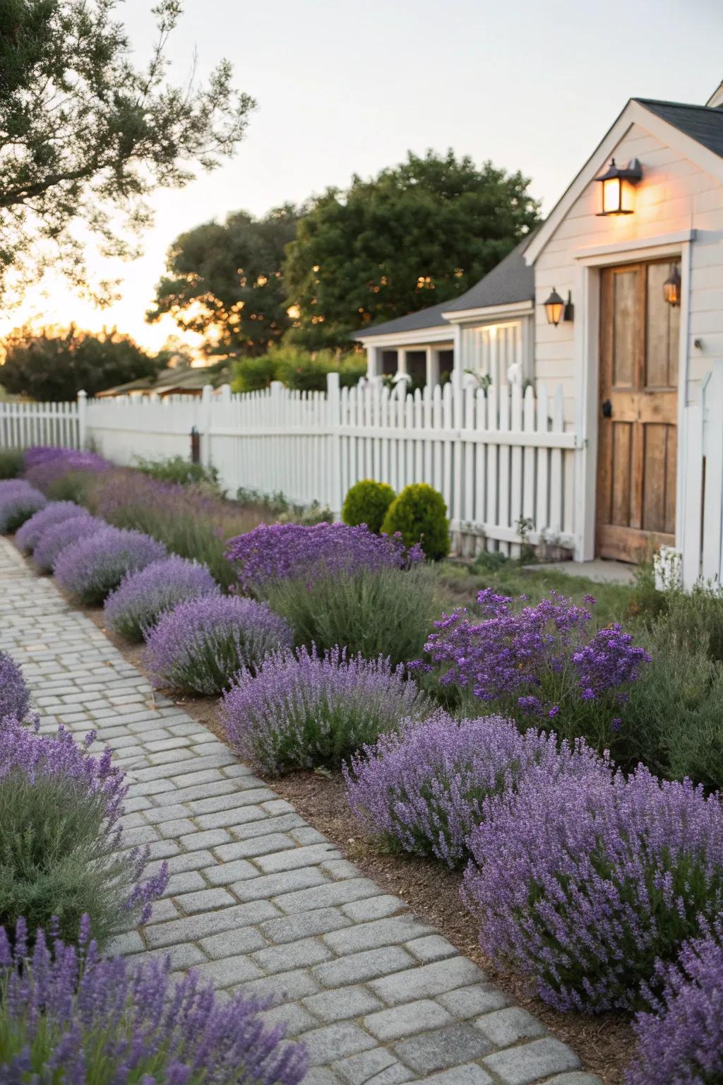 Lavender shrubs enchant with fragrance and color.