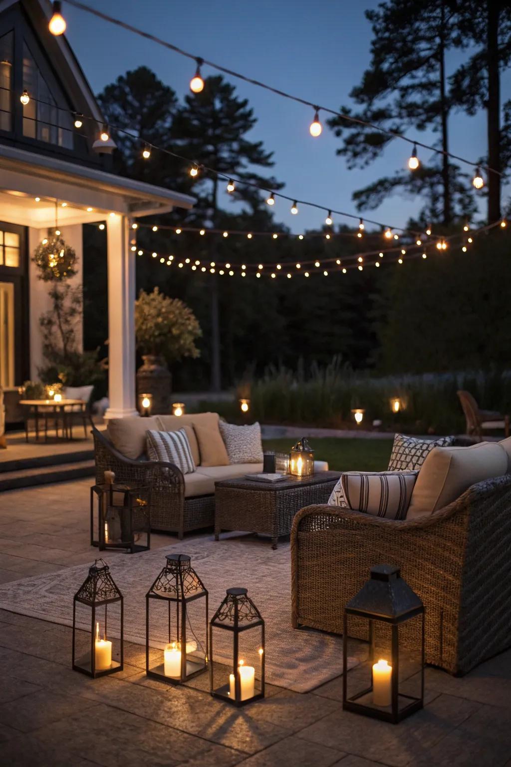 Ambient lighting creating a magical evening ambiance.