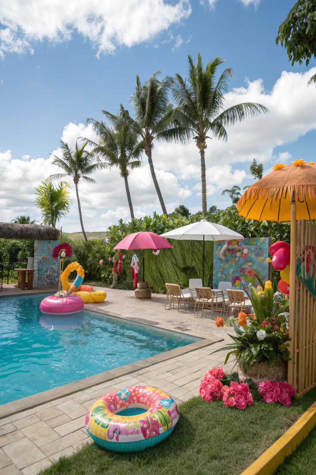 Themed decor enhances the party atmosphere with style and flair.