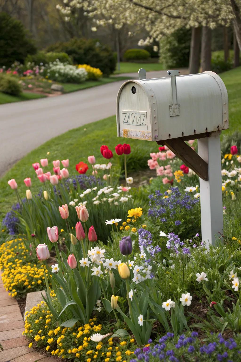 Seasonal flowers keep your mailbox garden lively all year round.