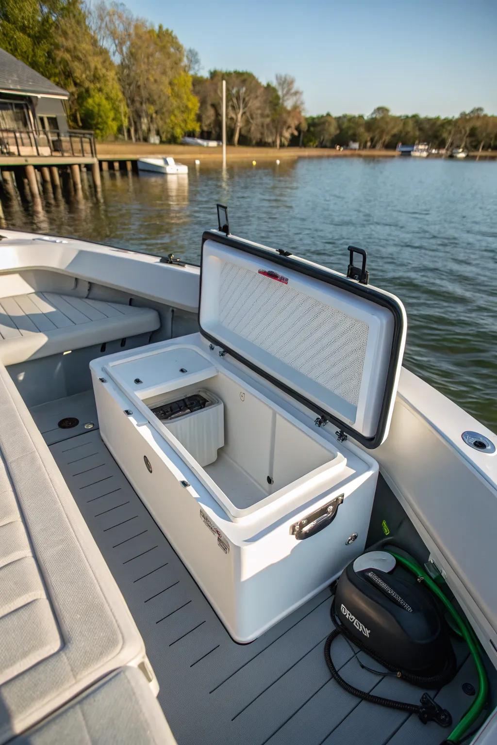 Keep your deck clear with a built-in cooler compartment.